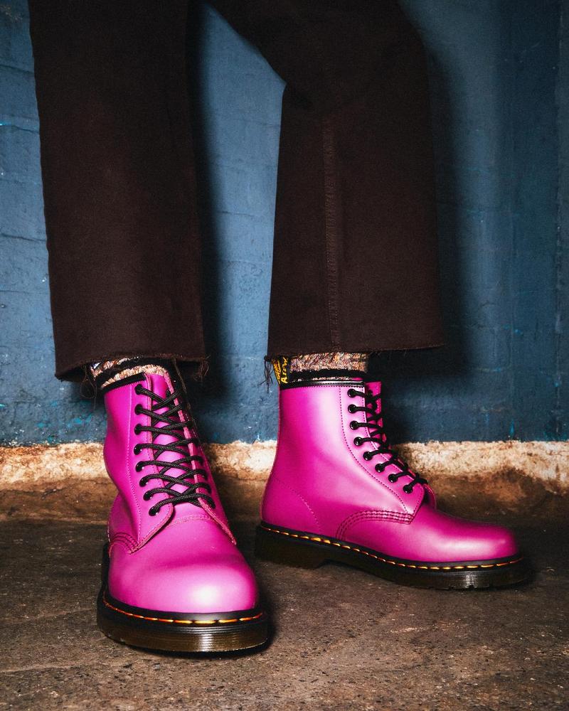 Men's Dr Martens 1460 Smooth Leather Lace Up Boots Pink | AU 532QMA